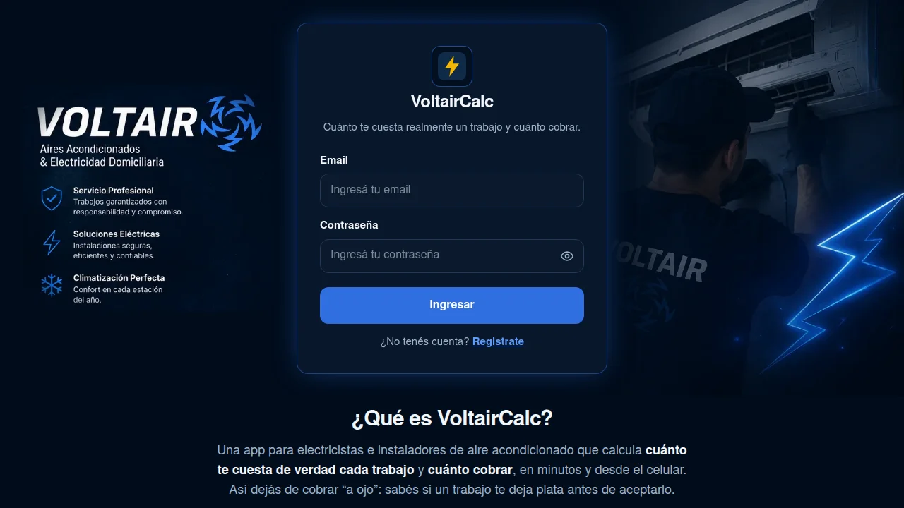 VoltairCalc: app de presupuestos para electricistas e instaladores de aire acondicionado